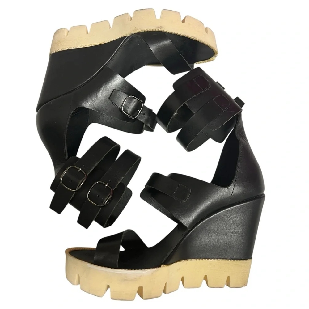 Denouee Strappy Wedge Heeled Sandals Size 9 - Picture 4 of 8